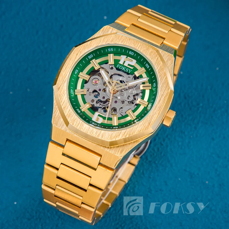 High Quality Private Label Fashion Stainless Steel Waterproof Luxury Watch Mechanical Skeleton Automatic Wristwatch Custom Logo