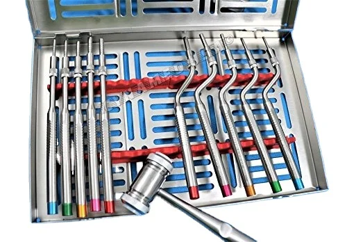 German Grade Sinus Lift Osteotomes Kit Straight Off Set Concave Mead Mallet Cassette Dental-A