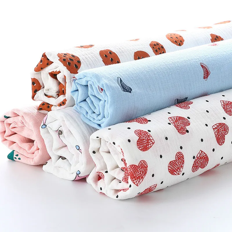 
Cartoon Print Cotton Crepe Fabric for DIY Patchwork Double Gauze Seersucker Fabric Handmade Bed Sheet Cloth for Baby 