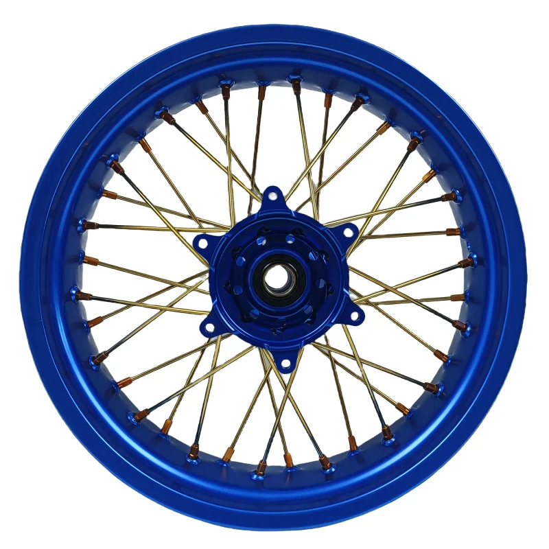 KTM EXC/SXF 250/450 New Trend Dirt BIke Supermoto Wheelset With Aluminum Alloy With Blue Rims And Blue Hubs Gold Spokes