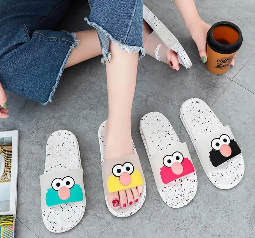 
Wholesale Multi-Colored Cute Sesame Street Slipper Cartoon Chicken slippers for women flat ladies slippers and sandals 