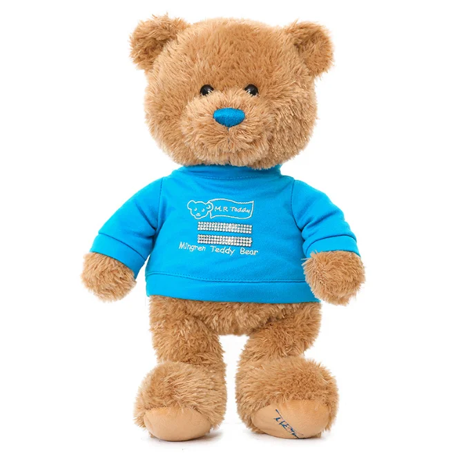 Custom design logo T-shirt teddy bear education baby plush toy stuffed animal toy