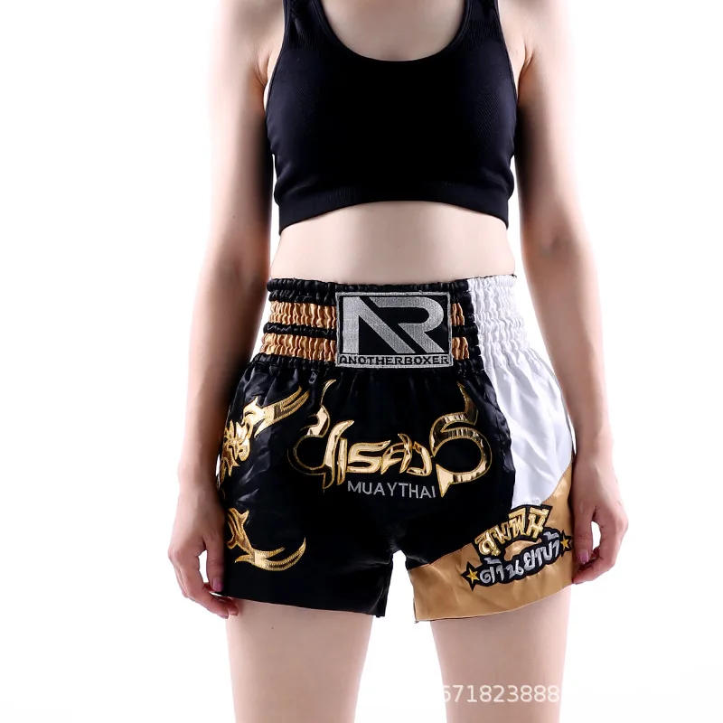 Custom Muay Thai Shorts Black Fabric Wholesale Muay Thai Boxing Shorts