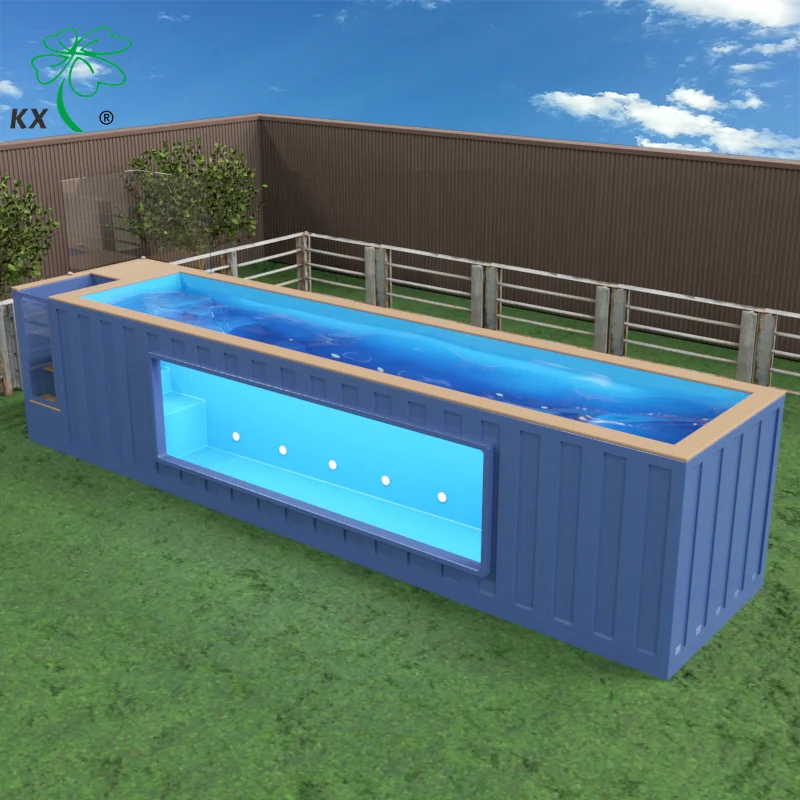 Factory customization fiberglass swimming pool in ground shipping container restaurant prefab container swimming pool 20ft 40ft