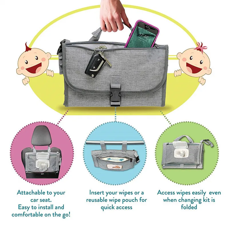Baby changing pad Diaper bag Portable multi-functional Mommy changing table outdoor waterproof maternal and infant products
