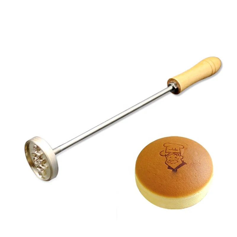 High Quality Customized Logo Stamp Wooden Handle Hot Stamp Hamburger Bread Bakery Molds Beautiful Branding Iron Cake Stamp