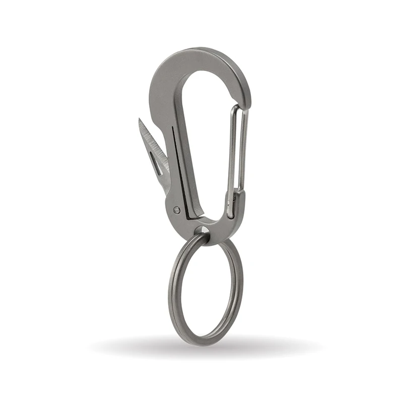 custom edc camping tool knife titanium carabiner keychain