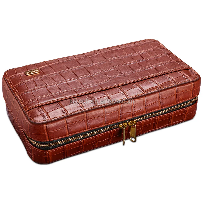 Customized Luxury Personalized OEM Crocodile Pattern Leather PU Cigar Case could hole cigar accessories and hold phone