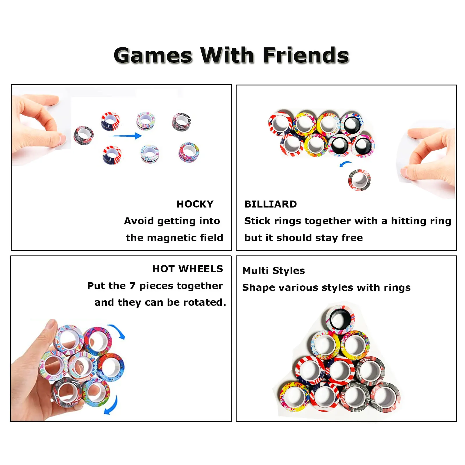Finger Magnetic Rings Toy Decompression Fingertip Magic Gyro Toys Anxiety Disorder ADHD Stress Spinning Top Fidget Spinner Toys