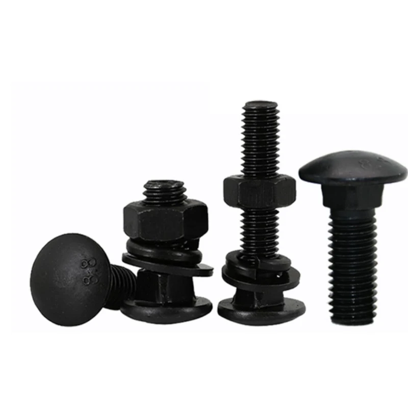 Metric Imperial Carbon Steel Class Grade 4.8 8.8 10.9 12.9 Black Oxide Carriage Bolt With Nut And Washer DIN603