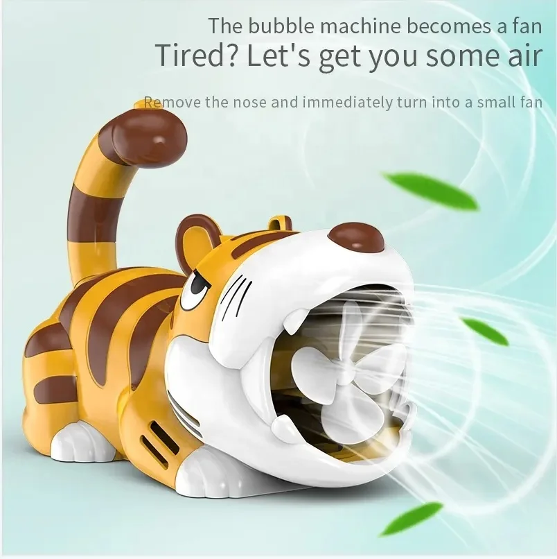 New Design Cartoon Animal Bubble Toys Tiger Bubble Gun Machine For Kids