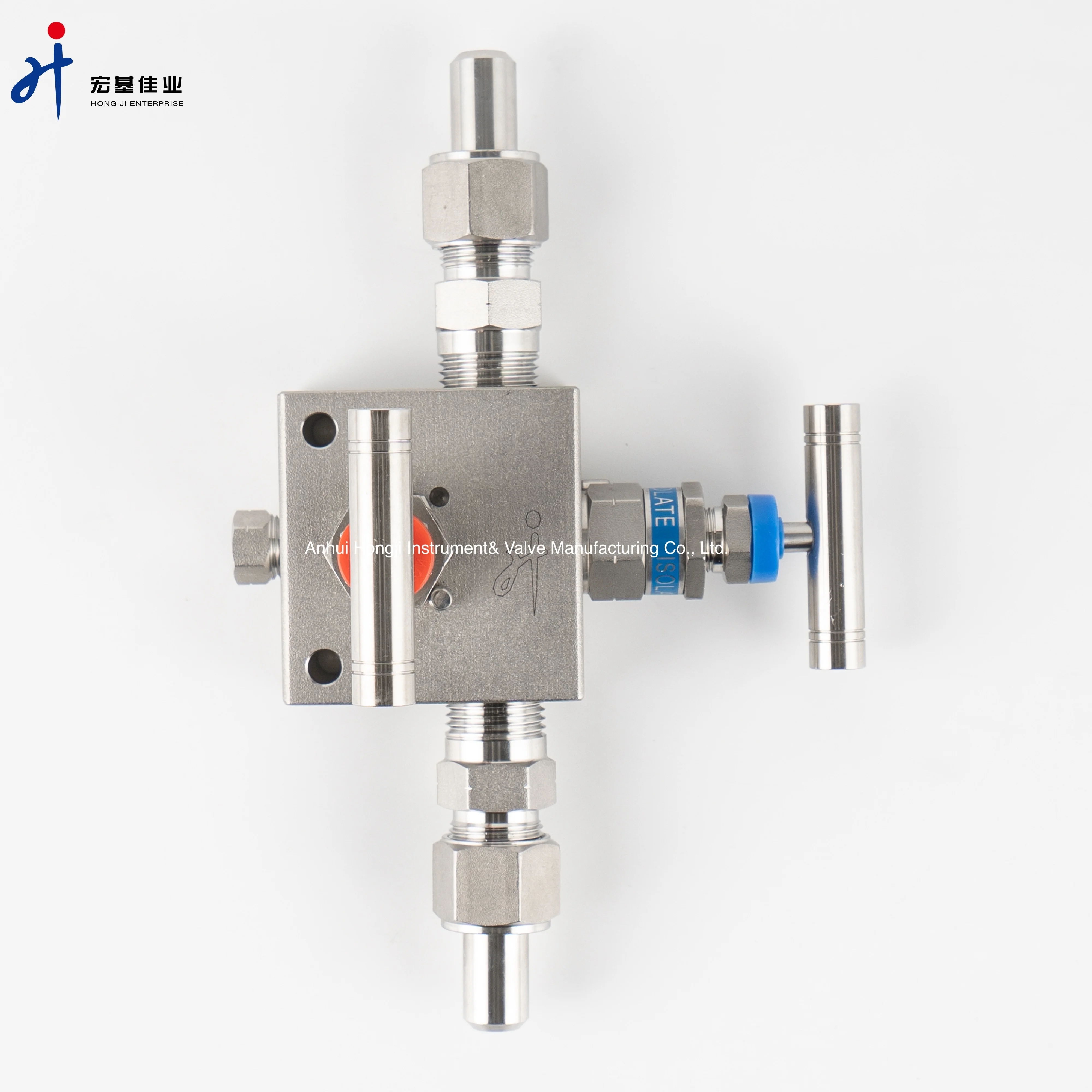 316L Stainless Steel Elbow Type 2 Way Manifold Valve Configuration NPT Thread Gauge Manifold