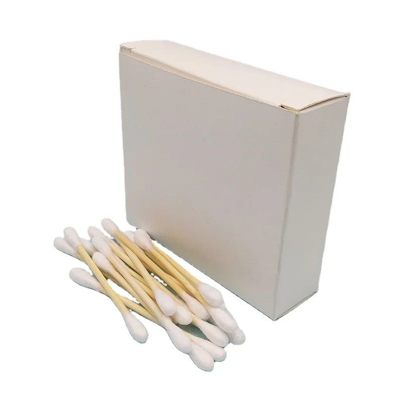 CE ISO стандартные двойные бамбуковые палочки, ватные аппликаторы для ежедневного использования, тампоны для чистки ушей, ватные палочки