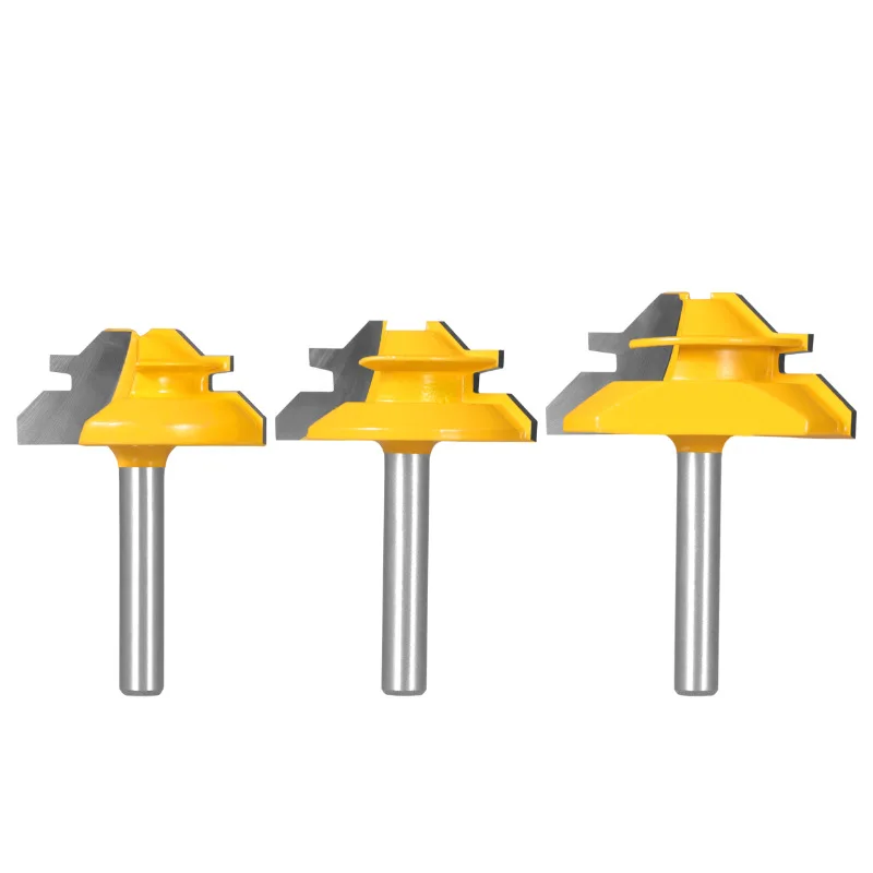 AutoErizo Professional 45 degree Tenon Joint Cutter 3-pcs set Milling Cutter Woodworking Router Bit