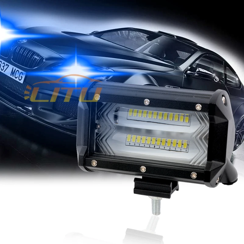 72w led work lamp white yellow led driving lights truck tractor pods bulb light bars trucks led offroad 5 inch 12v 24v