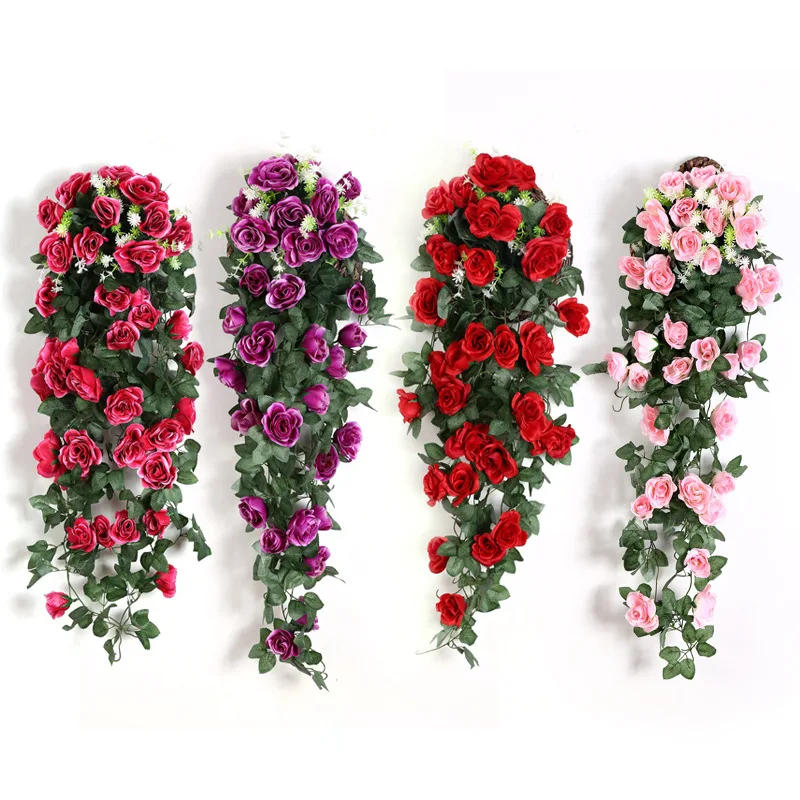 90cm artificial flower rattan decoration wall hanging rose home decoration wall hanging flower wholesale