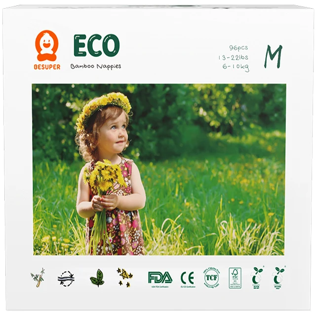 Besuper NO.1 market share and 75% degradation 100% Bamboo fiber Biodegradable Baby Diaper wholesale