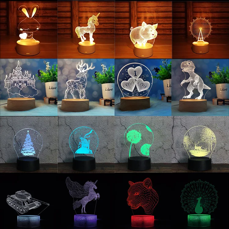Factory Acrylic Plate Direct Sale 7/16 Colors 3D Illusion Customized RGB LED Night Lamp