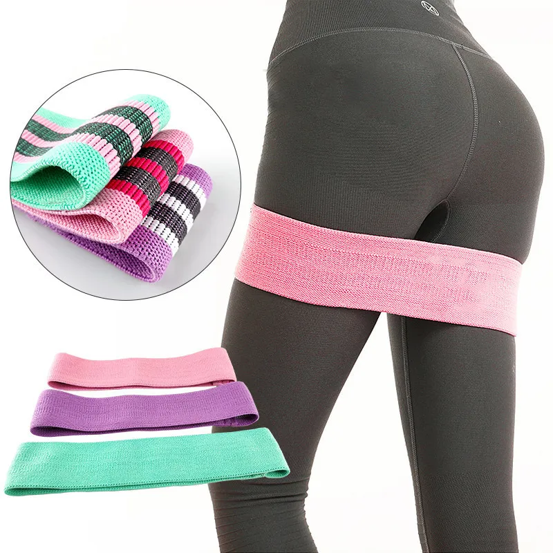 Custom Logo Printed Set of 3 Legs Glutes Booty Hip Elastic Fabric Workout Resistance Bands