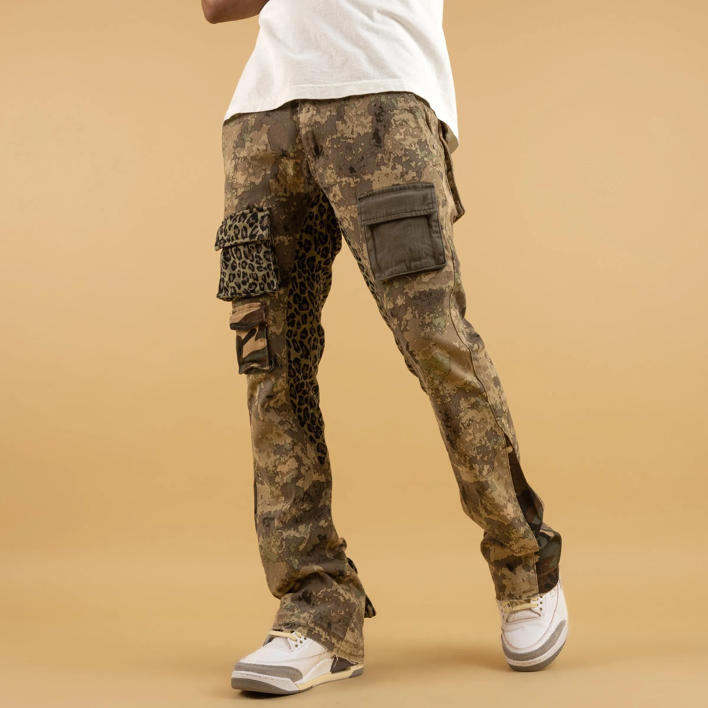 Stacked Jeans Purple Royal LT Green Lakin Garment High quality OEM Service Mott Camo Jeans Mens Denim Jeans