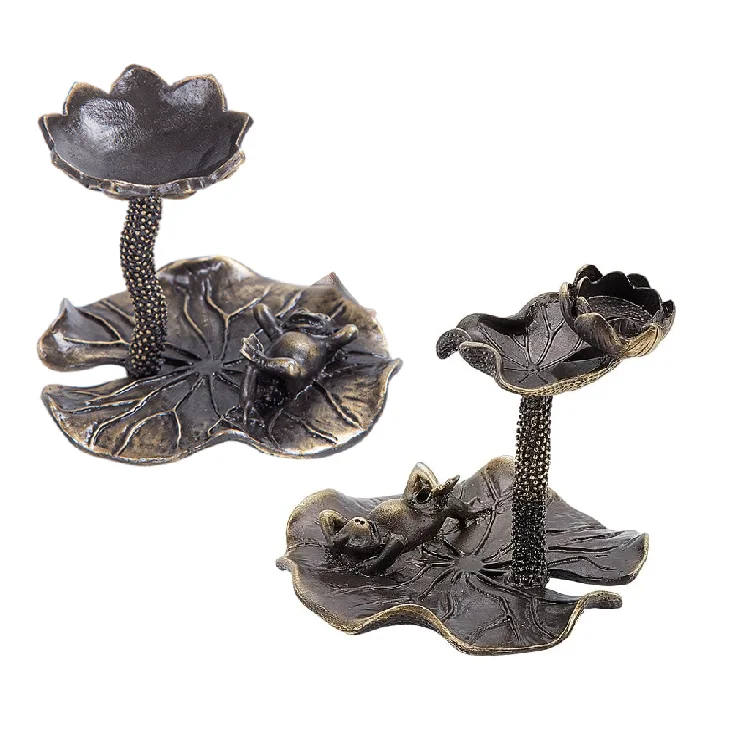Backflow Incense Burner  Frog Waterfall Incense Holder Alloy Incense Cone Base Stand for Yoga Spa Room Home Office