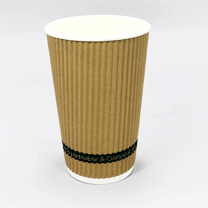 Heat insulation double corrugated paper cup disposable custom nice oem wall logo Item style coffee disposable cup for food