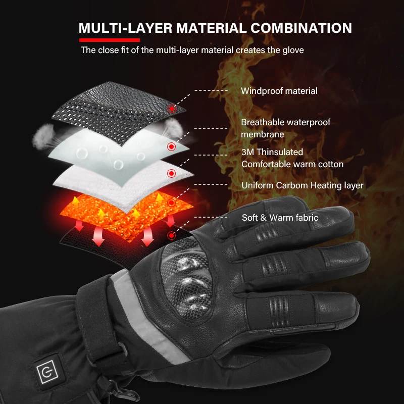 Men Women Winter Waterproof Insulated Split Finger Motorcycle Racing Ski Electric Heated Gloves