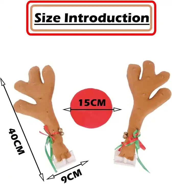 Factory Direct Cheap Cornu Cervi Deer Horn Reindeer Antler Decoration Set for Car body Christmas Festive Decor Antler