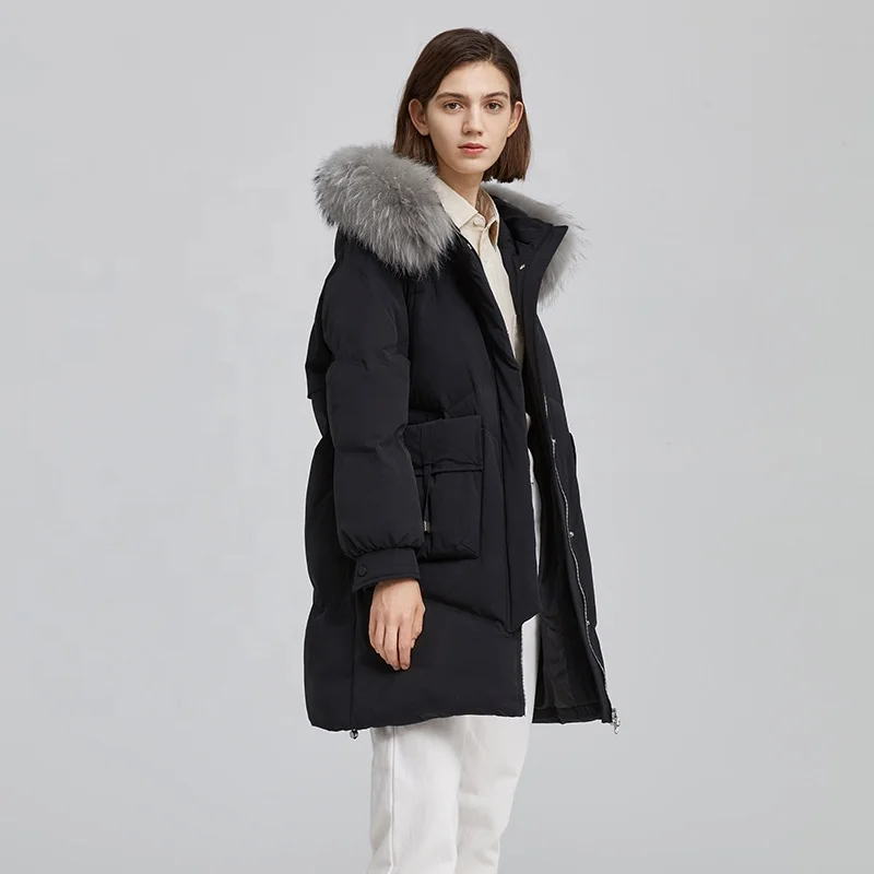 custom ladies real faux fur plus size snow women winter snow coat duck down jacket parka for women with real fur