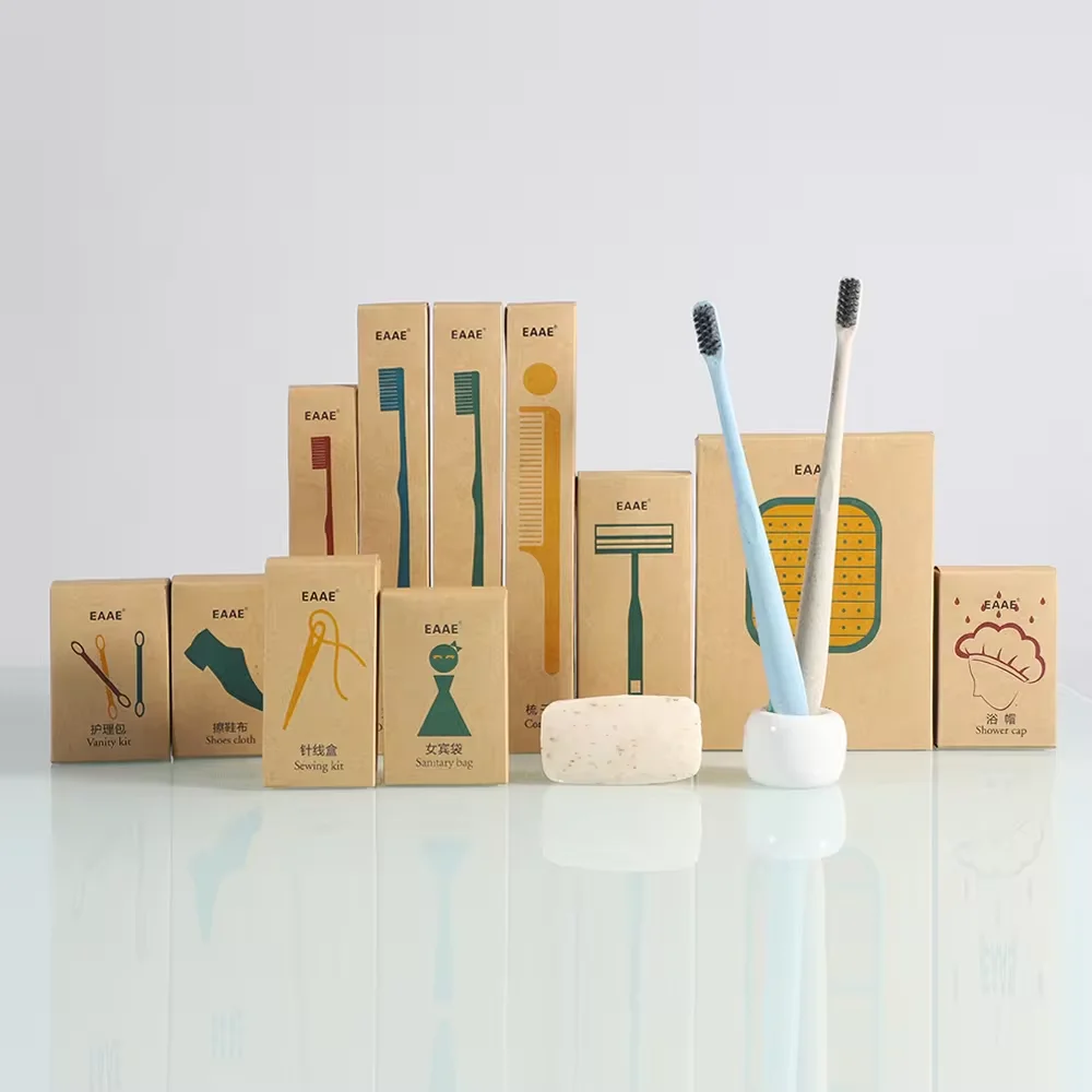 Disposable Biodegradable Eco Friendly Hotel Luxury Toiletries Set All-in-kit Hotel Amenities Bulk Amenities Kit Wholesale