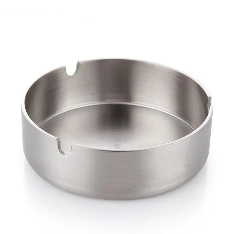 Amazon Hot Sale Stainless Steel Round Portable Windproof Custom Logo Heat Resistant Cigarette Ash Tray Cigar Metal Ashtray