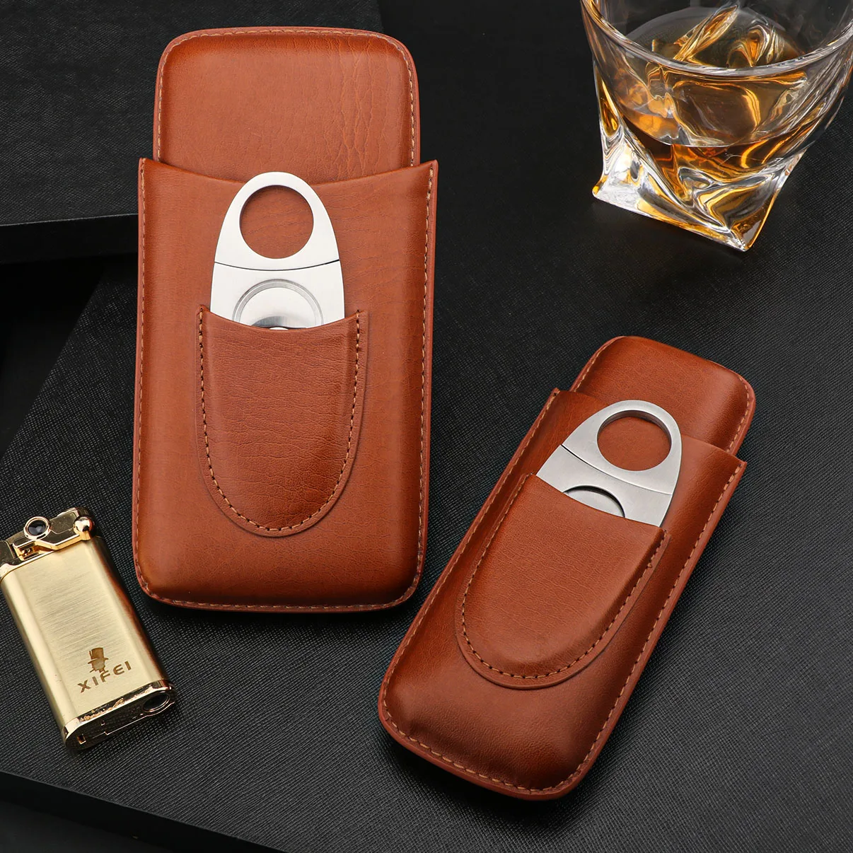 Xifei Wholesale Luxury Portable 3 Tube Humidor Cigar Travel Humidor Custom Logo