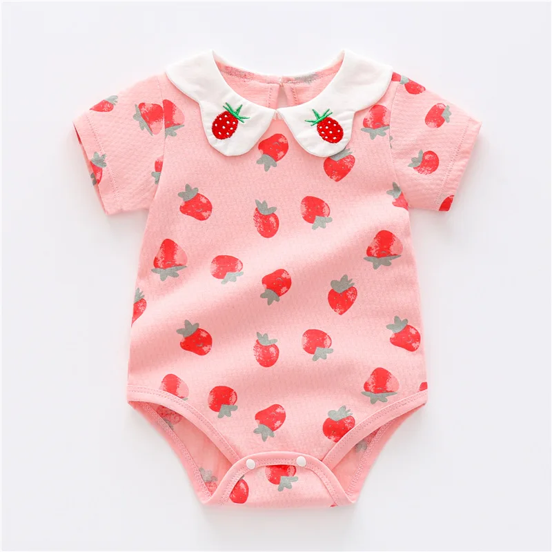 wholesale Baby short sleeved thin summer romper clothing for girls kids bodysuit vintage cotton rompers