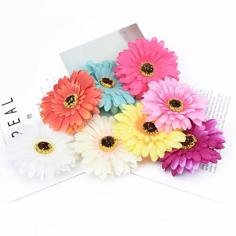 Colorful artificial daisy flower heads for DIY decoration