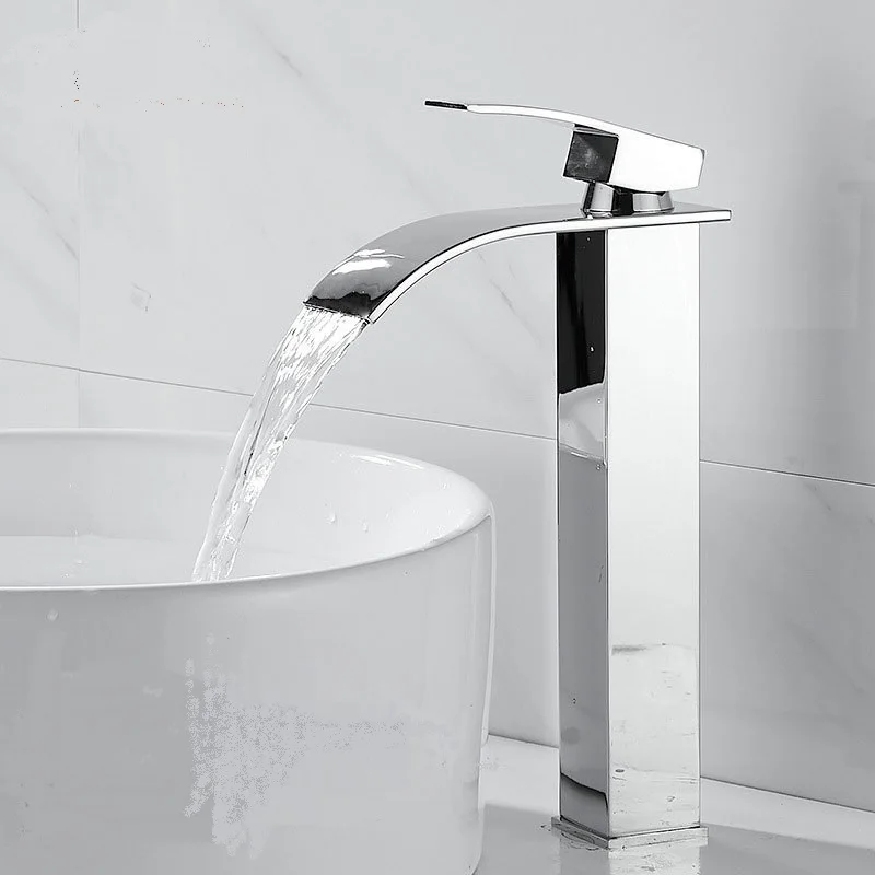 Redge-  Stainless steel waterfall faucet bathroom sink faucet basin faucet