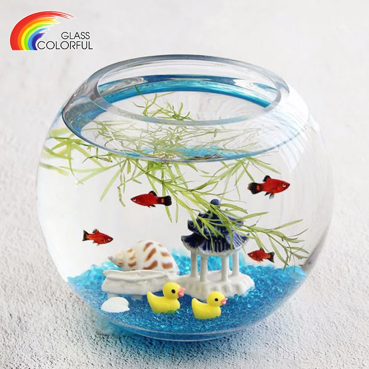 Mouth blown wholesale glass fish bowls large round customized sized clear glass fish bowl