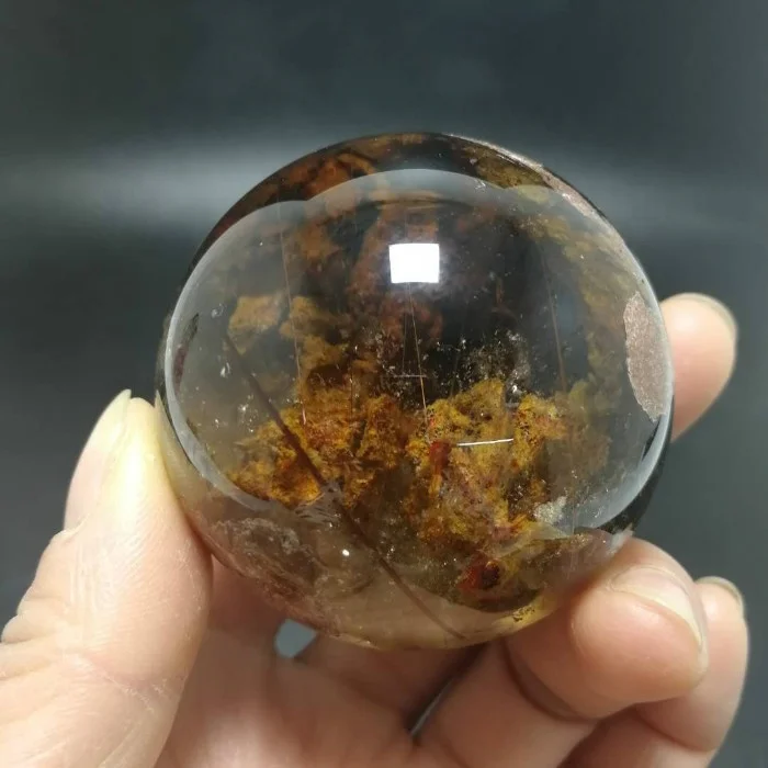 Wholesale Natural Rutile Crystal Ball Garden Quartz Sphere Ghost Phantom Crystal Ball for Decoration
