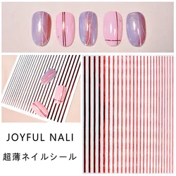 1 Sheet Gold Silver Stripe Lines Design Nail Stickers 3D Colorful Strip Tape Adhesive Nail Sticker Decoration DIY Nails Manicure