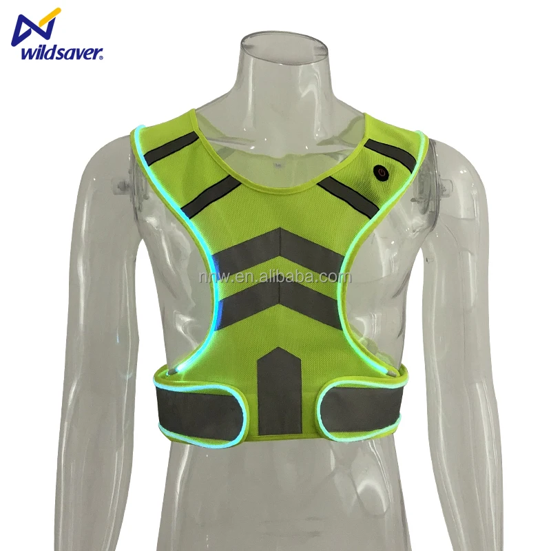 Custom breathable outdoor luminous sports gear reflective rechargeable LED light cycling led safety running vest