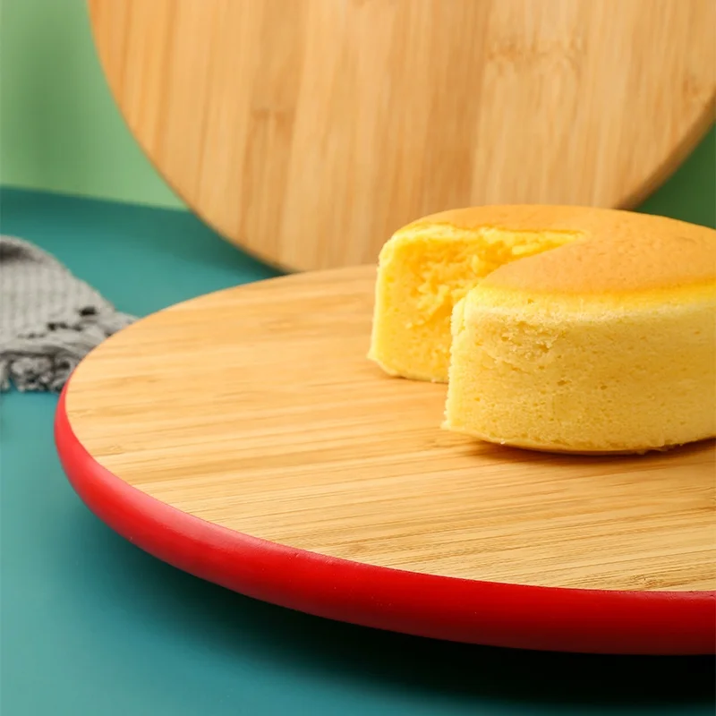 Classical Bamboo Round Tabletop Cheese Serving Board with Lazy Susan Dinning Turntable Wooden Rotating Tray Cutting Board Color