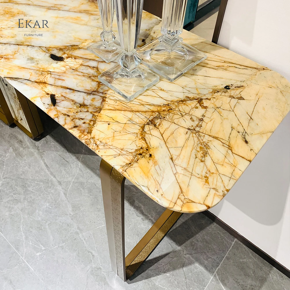 EKAR FURNITURE luxury design console table modern gold marble hallway console table