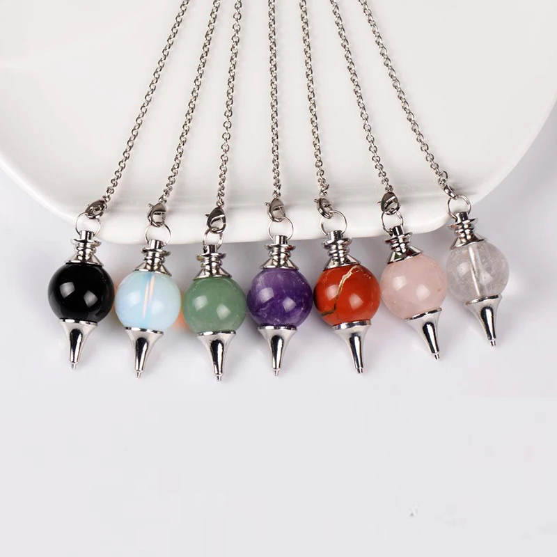 Wholesale Natural Multi Mix Reiki Crystal Healing Agate Rose Clear Quartz Ball Stone Dowsing Gemstone Pendulum Supplier for Heal