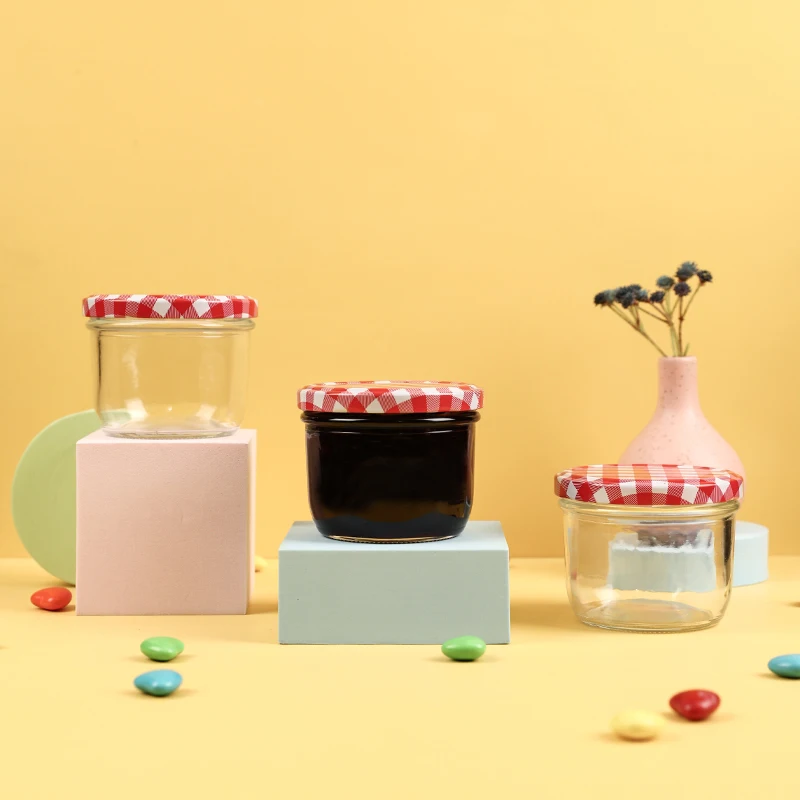 Custom Clear Metal Twist Off Cover Food Storage Jam Sauce Container 8OZ 230ml Glass Mason Jar