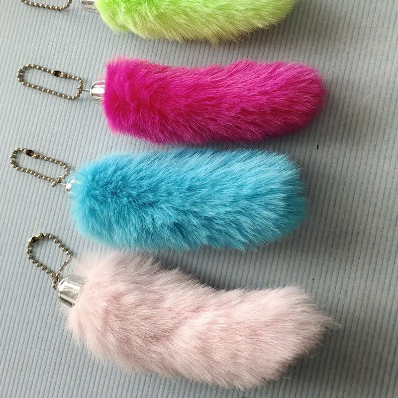 dyed lucky rabbit feet fur key chain pendant custom plush decoration rabbit foot keychains
