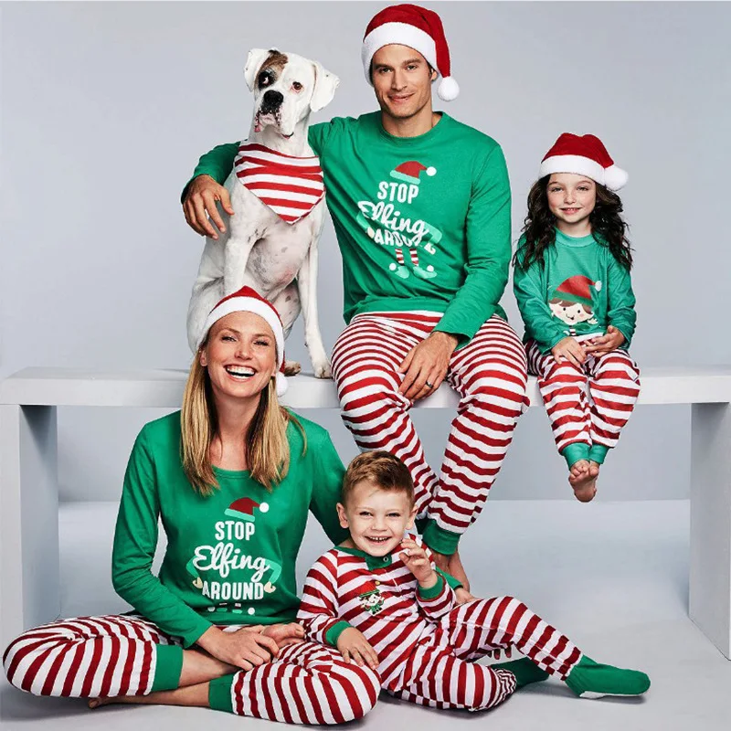 Mommy and Me Pajamas Family Matching Outfits Printing Christmas Pjs Family Set Long Sleeve Family Matching Outfits
