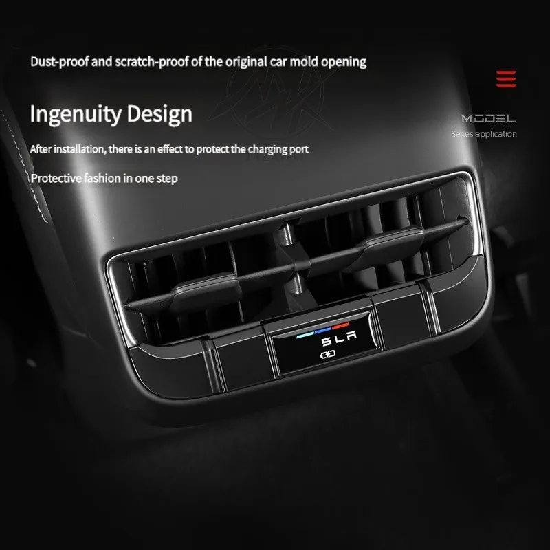 electric car interior decoration kit rear air outlet usb charging special protective cover for tesla model 3 Y accessories