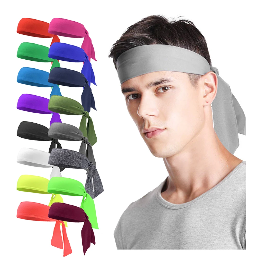 yoga hairband accessories headband sweat band custom made sport bandana turban unisex plain hair band tie headbands fitness
