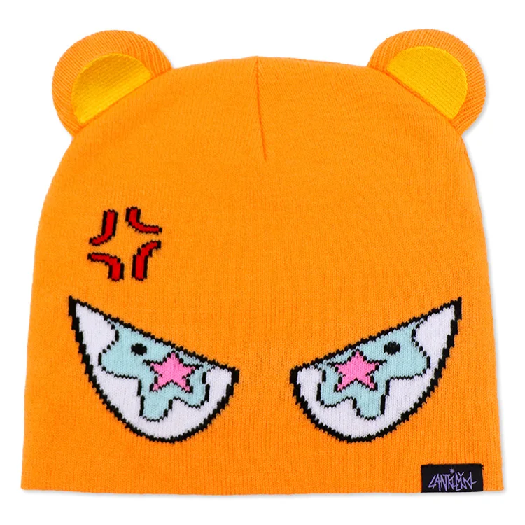 Fashion New Style Girls Boys Winter Warm Cute Yellow Hat Acrylic Customize Embroidery Knitted Beanie hat with Ears