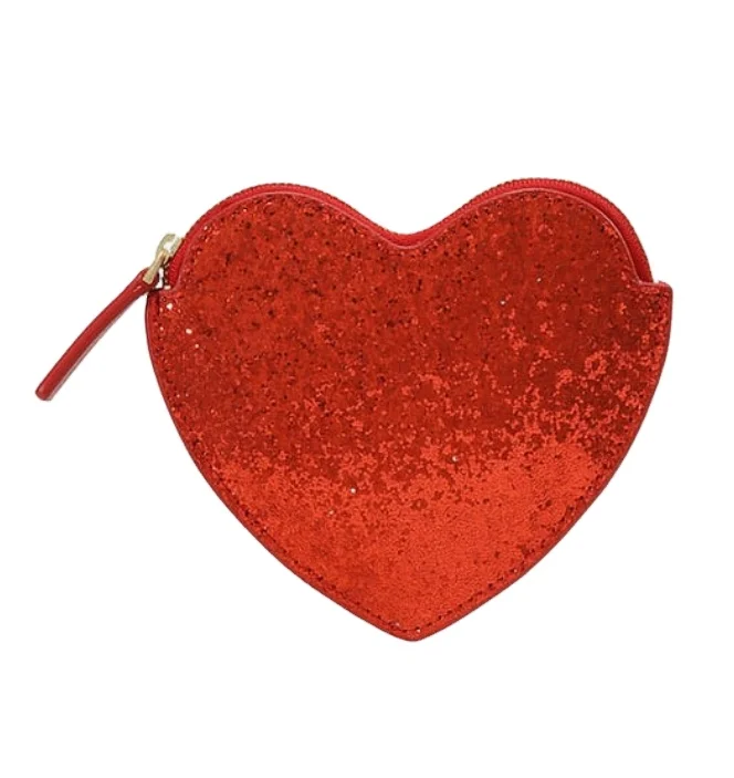 High Quality Heart Shape Genuine Leather Shiny Leather Coin Purse Wallet