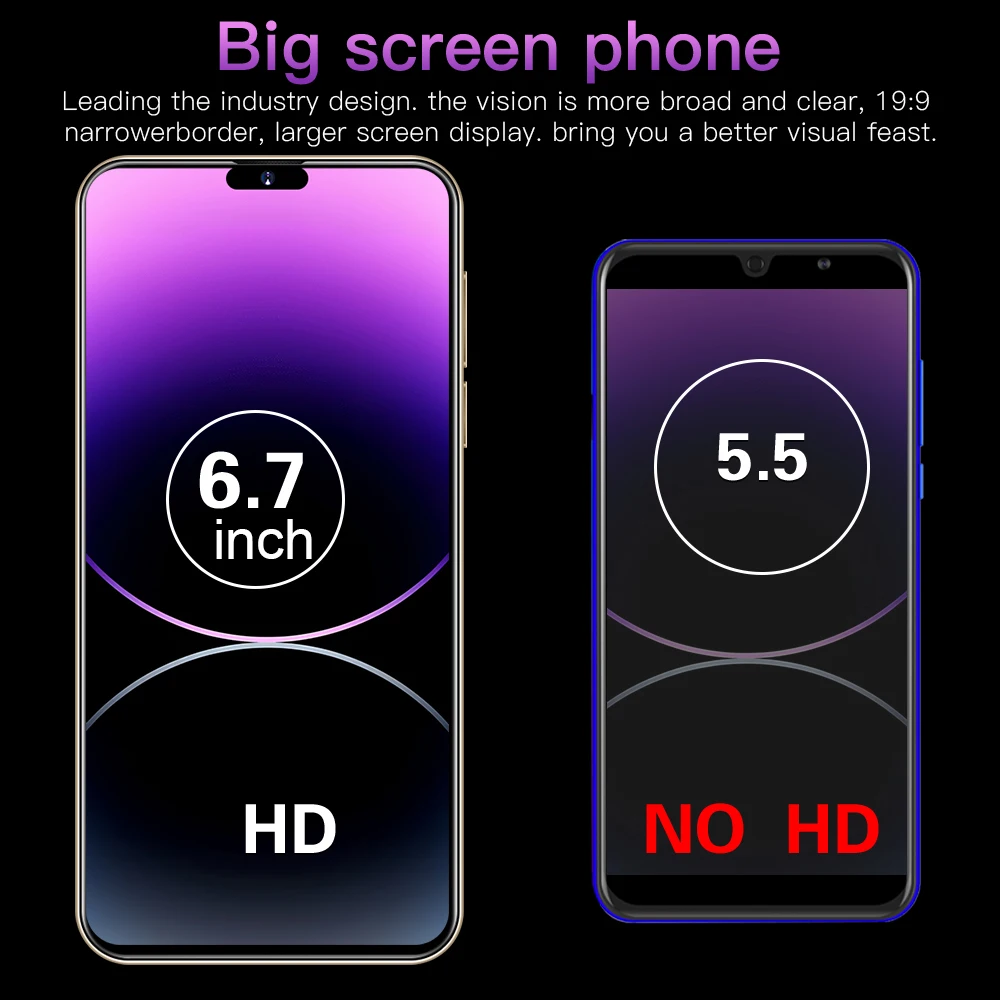 2023 Новый дешевый мобильный телефон 6 7 дюймов i15 Pro Max Оригинальный полноэкранный идентификатор лица 16 г + 1 ТБ 5 Сотовый 6800 мАч сотовые телефоны сделка